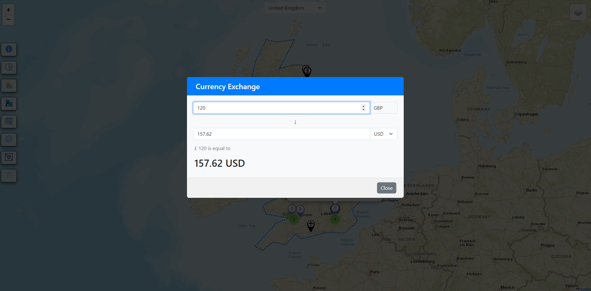 Gazzetter Website Application Screenshot Currency Exchange