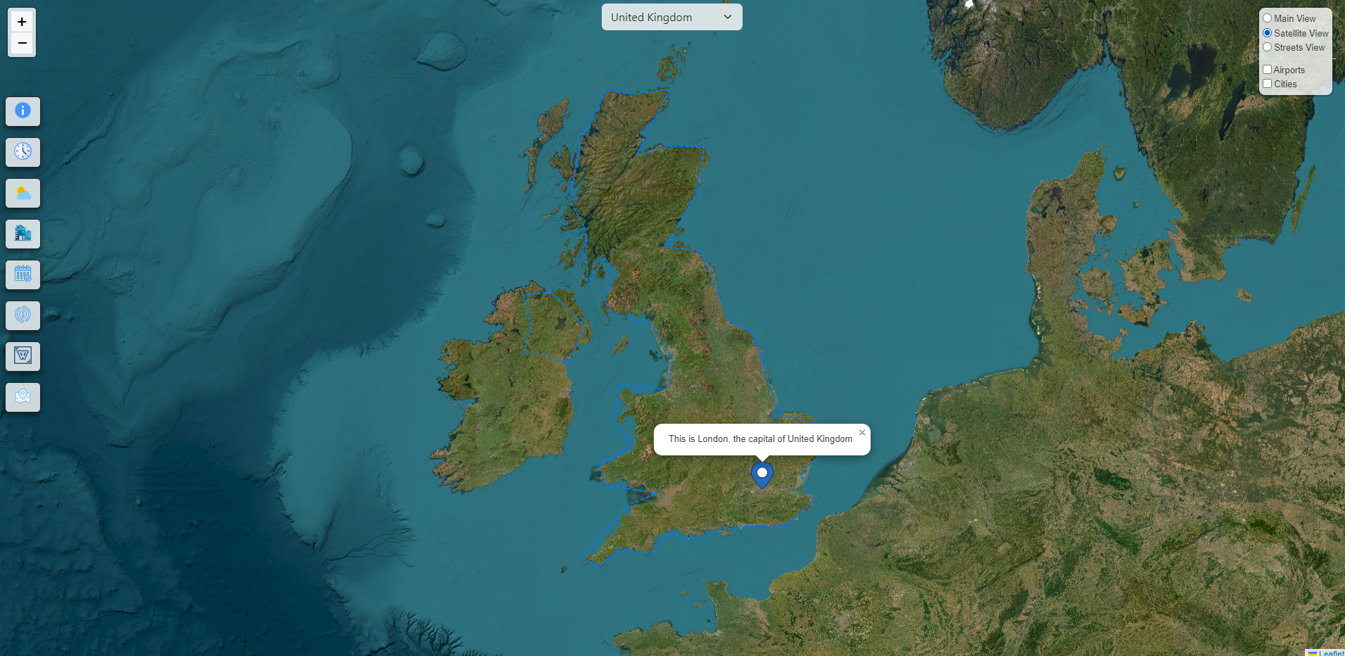 Gazetteer Website Application Screenshot Satelite View 