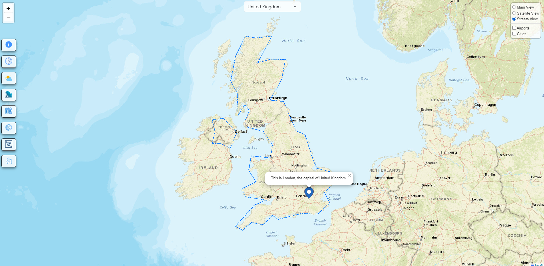 Gazetteer Website Application Screenshot Streets View